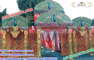 Puerta de bienvenida de boda india, decoración clásica de entrada de pavo real con temática de pavo real, a la venta - Product Image 3