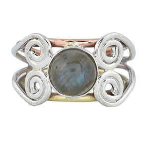 Pierre précieuse Labradorite multicolore Bague de créateur en argent sterling 925 Bijoux plaqués argent Bague à la mode pour femmes. - Product Image 2