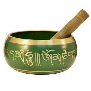 Singing <b>Bowl</b> <b>Deep</b> Tone and Sound Resonance With Etching Carving <b>Bowl</b> Handmade Lime Green Tibetan Singing <b>Bowl</b> - Product Image 1