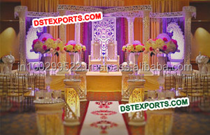 มหาราชานีชุดแต่งงานสีทอง MANDAP ชุดงานแต่งงานสีทอง Jali Mandap แบบดั้งเดิม - Product Image 3