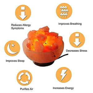 Sian Enterprises' Feng Shui Style Electric Fire Bowl Lampe à sel sculptée sel de l'Himilaya avec morceaux de sel et cordon Style ange - Product Image 6