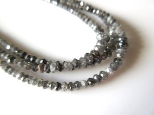 สร้อยคอสายลูกปัดเพชรแท้สีเทาเข้มขนาด3มม. ถึง5มม. ลูกปัดเส้นลูกปัดธรรมชาติสีเทา - Product Image 4