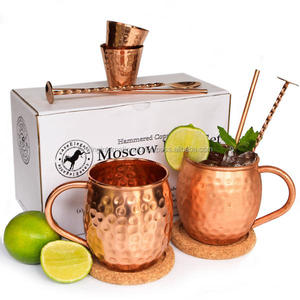 KING – tasse à Cocktail en acier inoxydable, 16oz, couleur cuivre martelé, Mule de moscou, en cuivre poli, Mug - Product Image 4