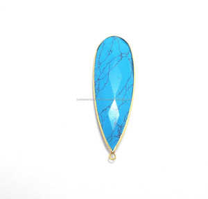 Hallazgos de múltiples piedras preciosas turquesas, fabricación de joyas chapadas en oro, forma de pera facetada, conector hecho a mano mm, abalorio - Product Image 4