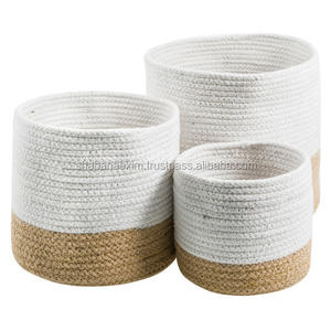 Indian Wholesale <b>Storage</b> Cotton <b>Basket</b> Custom Size Collapsible <b>Baskets</b> for Farmhouse Decor - Product Image 1