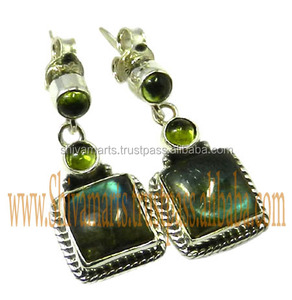 Pure 925 <b>Sterling</b> <b>Silver</b> Labradorite Multi Gemstone <b>Earring</b> for <b>Woman</b> and Girl Fashion Jewelry Supplier - Product Image 2