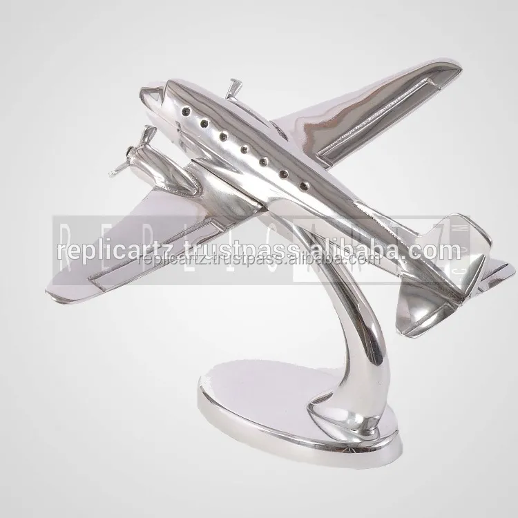 Moderne Aluminium Vliegtuig Op Stand Kleine Metalen Decoratieve Vliegtuigen Model