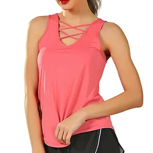 Kadın koşu eğitim kıyafetleri egzersiz Tank Top hızlı kuru kadınlar Yoga bluzu spor salonu spor kolsuz yelek