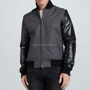 Men's Grey Cotton Fleece Letterman KVJ24 Varsity Jacket Collarless Design Embroidered <b>Winter</b> Season <b>Decoration</b> Dyed Processed - Product Image 4