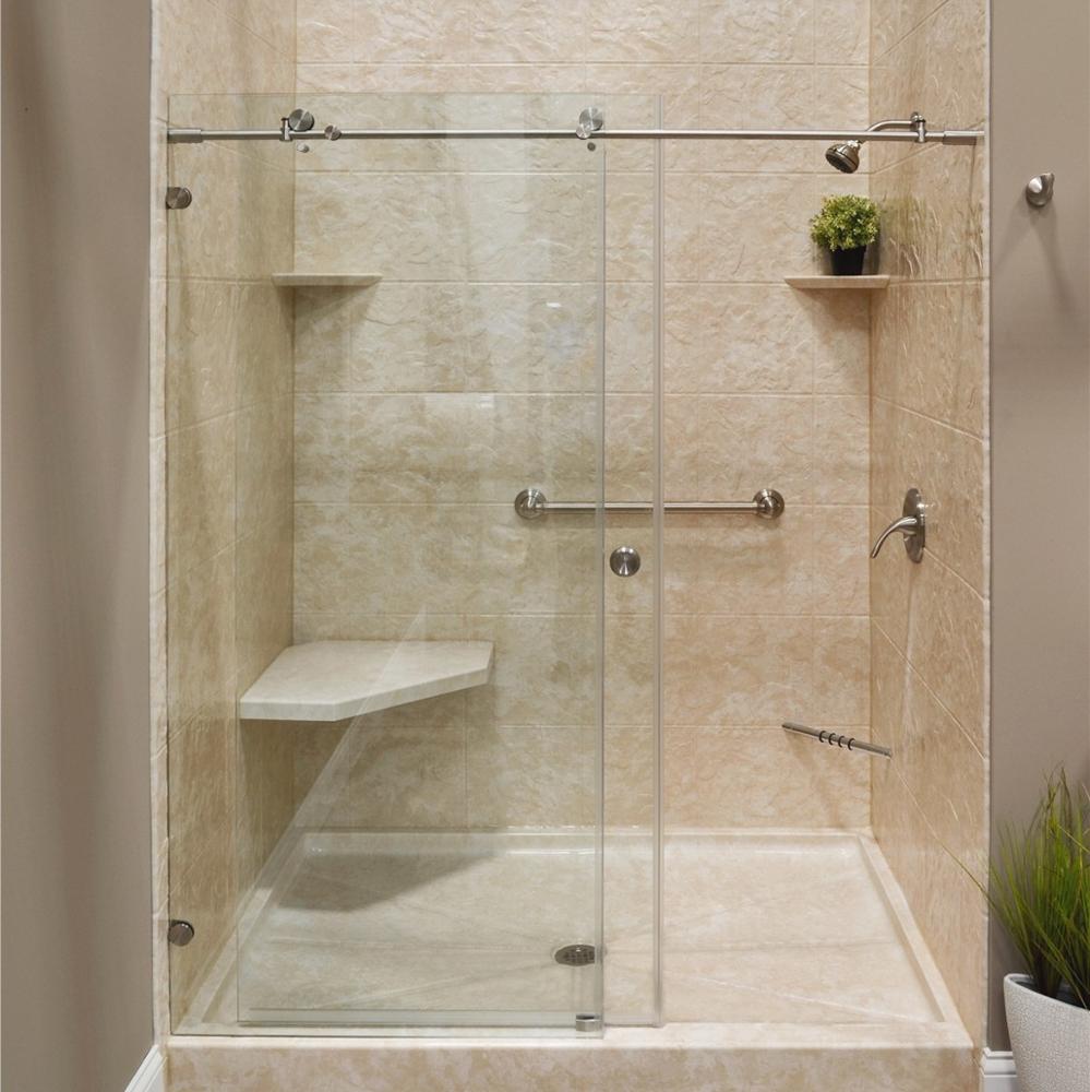 Big Sale Clear Flat Glass Sliding Shower Door with polished edge frameless glass door