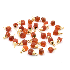 จี้อาเกตสีแดงชุบทองที่ทันสมัยพร้อมประกันหินธรรมชาติเครื่องประดับรูปทรงหยาบ - Product Image 4