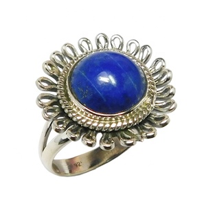 Wholesale Handmade 925 <b>Silver</b> Jewelry Blue Color Lapis Gemstone Eternity Vermeil <b>Ring</b> for Women and <b>Men</b> Gift for Her - Product Image 1