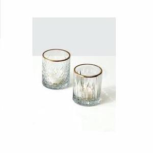 Soporte de vela decorativo para el hogar, diseño votivo de cristal de mercurio sólido, lujoso - Product Image 1