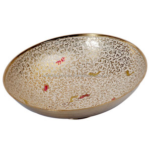 Cuenco de latón hecho a mano, diseño de flores y animales, mesa decorativa de lujo de alta calidad, soporte de exhibición, buena venta de artesanía de Metal - Product Image 1