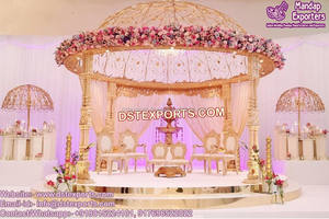 Decoración de boda india tradicional completa Configuración de Mandap Estilo elegante Haveli Bodas convencionales Mandap Set Venta Decoración de Mandap personalizada - Product Image 2