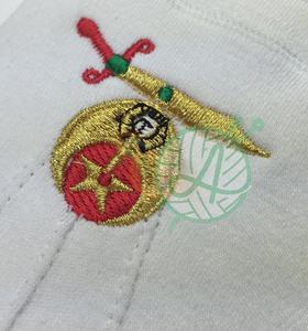 Ropa de algodón blanco bordado con símbolo de Shriner masónico para deportes al aire libre - Product Image 5