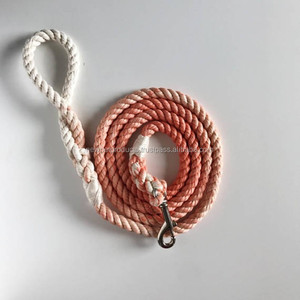 Laisse pour chien avec poignée en cuir Laisse en corde de coton Fabricant d'accessoires pour animaux de compagnie Grossiste Meilleur prix - Product Image 3