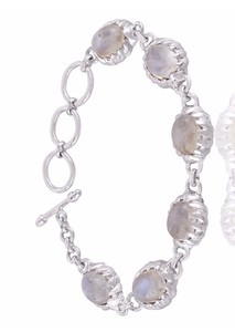 กำไล925เงินสเตอร์ลิงทำด้วยมือหินมูนสโตนสีรุ้งธรรมชาติสำหรับของขวัญงานปาร์ตี้เครื่องประดับแฟนซีผู้จัดจำหน่ายชั้นนำ - Product Image 3