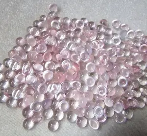 2mm Natural Pink Rose Quartz halus bulat longgar terkalibrasi pemasok Cabochon pada harga grosir batu untuk membuat perhiasan Online