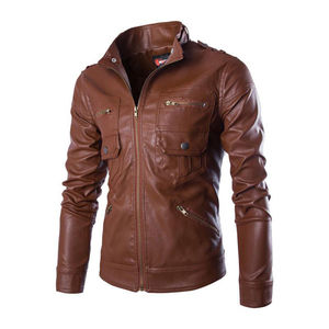 Chaqueta de cuero Vintage de alta calidad para hombre, elegante abrigo de invierno para Moto de carreras, servicio OEM, estándar, para motocicleta, color sólido, PK - Product Image 1