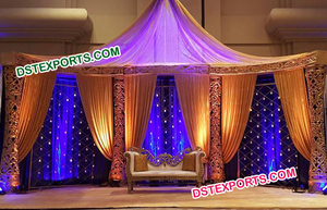 Glittering Gold Walima Stage <b>Decoration</b> <b>Set</b> Glamorous Wedding Stage <b>Decorations</b> Grand Bollywood Wedding Stage <b>Set</b> - Product Image 2