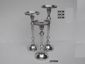 Portavelas Tapper con acabado de níquel áspero con base redonda hecho en aluminio fundido, portavelas cónico para decoración del hogar - Product Image 4