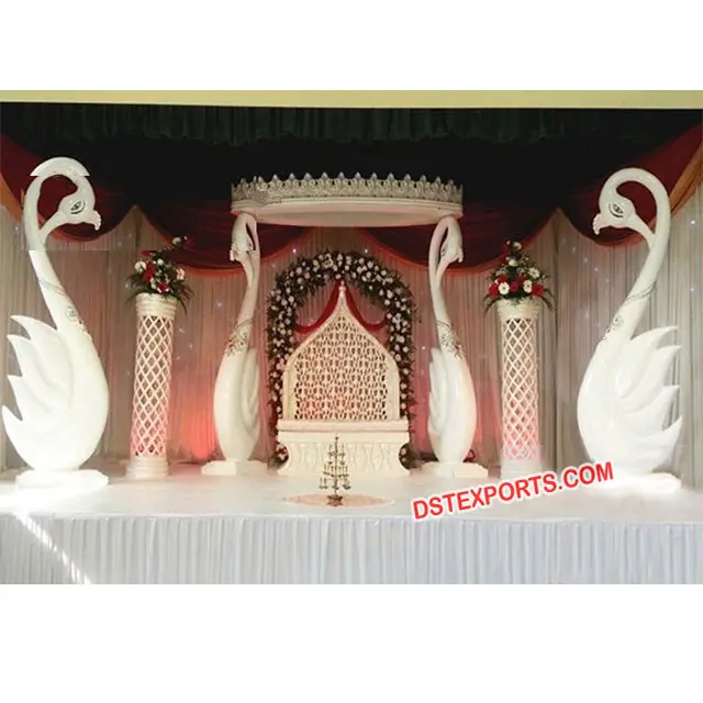 Fiber Swan Pillar Wedding Stage Decoration White Wedding Stages New Style Roman Stage Decoration with Pillars