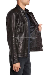 Chaqueta Bomber de cuero de diseño personalizado para hombre con piel de oveja para invierno - Product Image 4