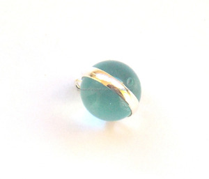Belle pierre précieuse d'aigue-marine de forme ronde faite à la main avec des bijoux de connecteur de lunette à la mode de placage d'or pour elle - Product Image 2