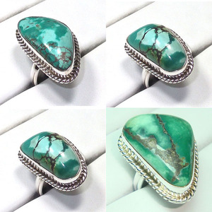 Anillos hechos a mano de piedras preciosas turquesas de plata 925 de calidad de exportación, ajuste de bisel de plata vermeil eternidad para aniversario de boda - Product Image 2