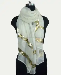 Beautiful Pure Wool sequins Beaded woman's Scarf for regular and casual wear