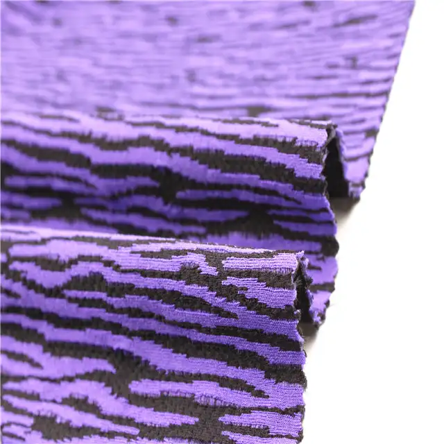 트렌드 얼룩말 피부 패턴 자카드 100 폴리 에스터 직물 의류