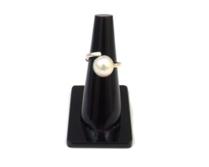 Bague réglable faite à la main pour elle à la mode plaqué argent avec perle pierre précieuse beaux bijoux élégants en forme ronde - Product Image 6