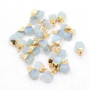 Aqua Druzy Rough Shape Gold Plated Pendant With Bail For Jewellery Making - Product Image 4