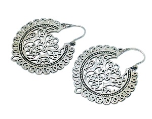 New Design <b>Silver</b> Bohemian <b>Earring</b> for Girl <b>Women</b> Handmade Brass Hoop <b>Earring</b> - Product Image 4