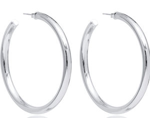 Pendientes Redondos de 60 mm Chapados en Rodio para Mujer, Pendientes Turcos Hechos a Mano, Joyería de Plata de Ley 925 al por Mayor - Product Image 1