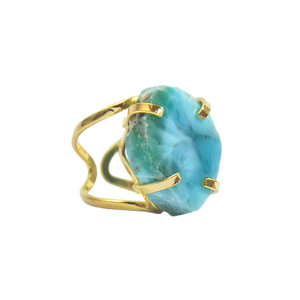 Larimar-anillos de arco de piedras preciosas Unisex, BR - Product Image 2
