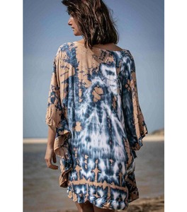 Caftán corto de rayón Tie-Dye, ropa de playa multicolor - Product Image 2