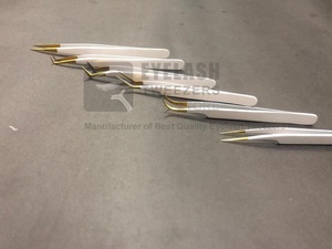 Pince à épiler professionnelle polyvalente en acier inoxydable solide enduit de poudre d'or blanc avec logo personnalisé - Product Image 5