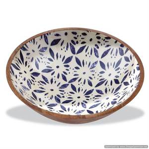 Cuenco de madera de forma redonda de diseño de lujo recién llegado hecho de cuenco de madera maciza para servir accesorios de cocina para el hogar a bajo precio - Product Image 1