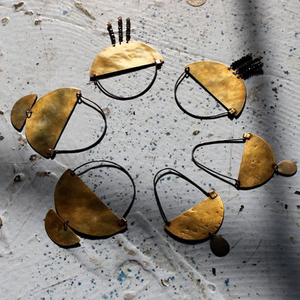 ต่างหูห่วงทรงเรขาคณิตสีทองสำหรับผู้หญิงเทรนด์2018ต่างหูทองเหลืองแบบห้อยยาวทำจากโลหะผสม - Product Image 1