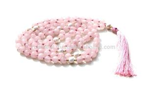Collier à pompons en alliage avec perles d'eau douce Perles de mala Style bohème Quartz rose noué pour fête ou cadeau - Product Image 4