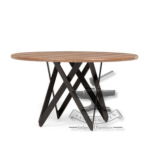 โต๊ะไม้สไตล์อุตสาหกรรมพร้อมฐานโลหะสำหรับห้องครัวร้านอาหารห้องนั่งเล่นโรงแรมหรือใช้รับประทานอาหาร - Product Image 4