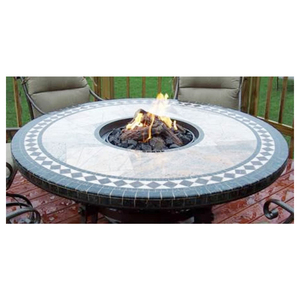 Beautiful White Marble Inlay Round <b>Fire</b> Pit Dinning <b>Table</b> <b>Top</b> - Product Image 1
