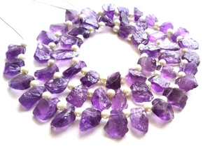 2018 Offre Spéciale naturel 50 pièces de pierres précieuses d'améthyste bleue de forme brute non traitée perceuse centrale perles brutes vente en gros - Product Image 2