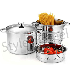 Piroscafo per alimenti di alta qualità con coperchio in vetro set di pentole e padelle da cucina antiaderenti in acciaio inossidabile - Product Image 1