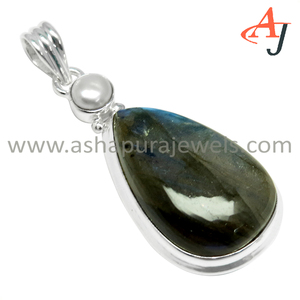 Perle de Labradorite en forme de poire moderne, pendentif en argent Sterling 925, bijoux en argent 925, bijoux en ligne - Product Image 2