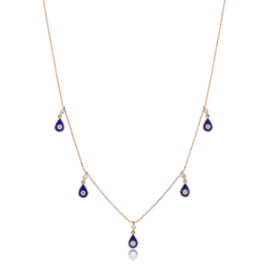 Collier en argent sterling 925 fait main en Turquie, design de pendentif en émail bleu, tendance de la mode, vente en gros - Product Image 1