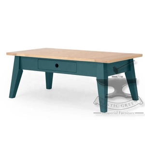 Table basse en bois massif de style industriel avec petit tiroir Meubles de salon d'ameublement - Product Image 3