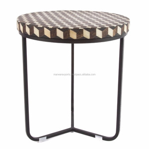 Mesa de centro con incrustaciones de hueso hechas a mano de diseñador moderno con elegante soporte de hierro, decoración elegante para el hogar para sala de estar - Product Image 5